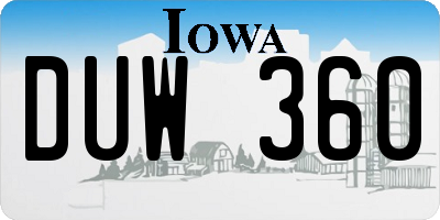 IA license plate DUW360