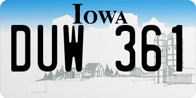IA license plate DUW361