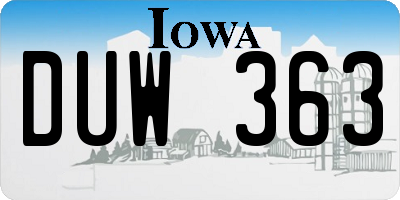 IA license plate DUW363