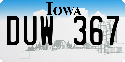 IA license plate DUW367