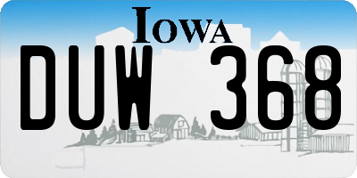 IA license plate DUW368