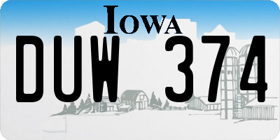 IA license plate DUW374