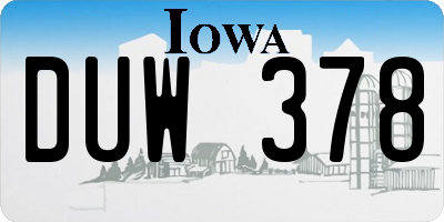 IA license plate DUW378