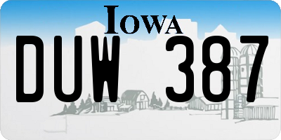 IA license plate DUW387