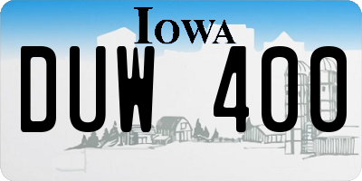 IA license plate DUW400