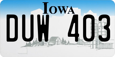 IA license plate DUW403