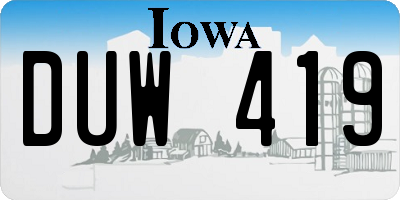 IA license plate DUW419