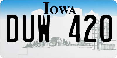 IA license plate DUW420