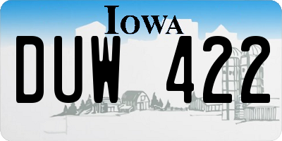IA license plate DUW422