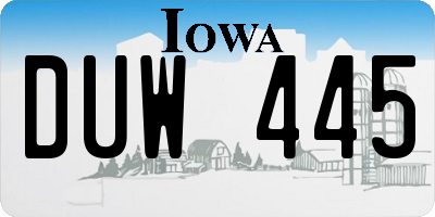 IA license plate DUW445