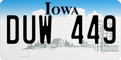 IA license plate DUW449