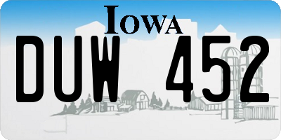 IA license plate DUW452