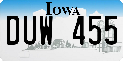 IA license plate DUW455