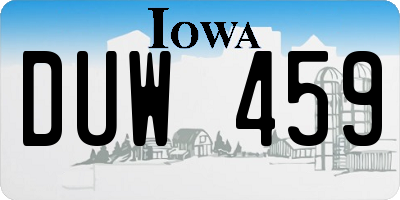 IA license plate DUW459