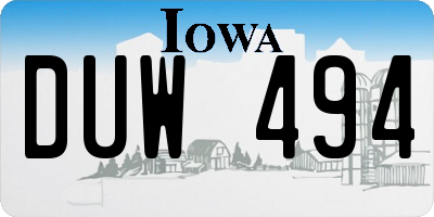 IA license plate DUW494