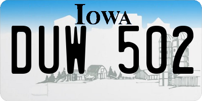IA license plate DUW502