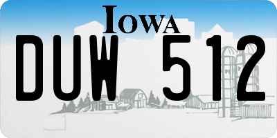 IA license plate DUW512