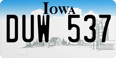 IA license plate DUW537
