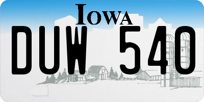 IA license plate DUW540