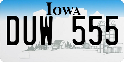 IA license plate DUW555
