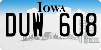 IA license plate DUW608