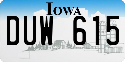IA license plate DUW615