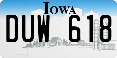 IA license plate DUW618