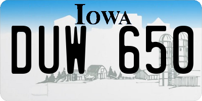 IA license plate DUW650