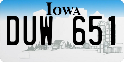 IA license plate DUW651
