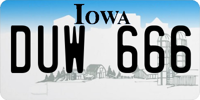 IA license plate DUW666