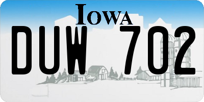 IA license plate DUW702
