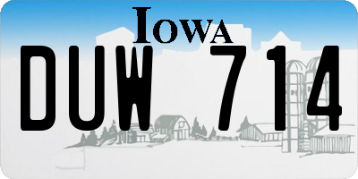 IA license plate DUW714