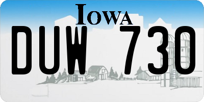IA license plate DUW730
