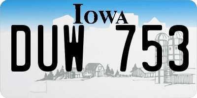 IA license plate DUW753