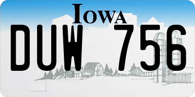 IA license plate DUW756