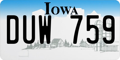 IA license plate DUW759