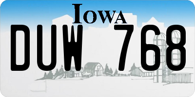 IA license plate DUW768