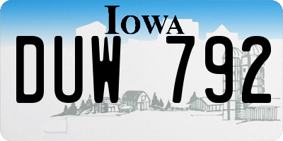 IA license plate DUW792