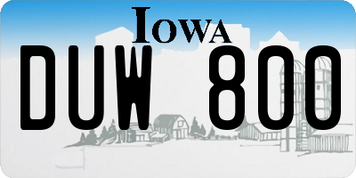 IA license plate DUW800