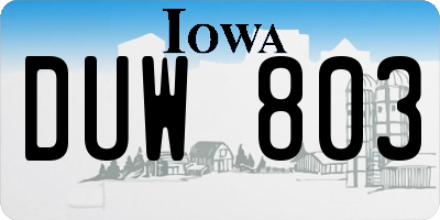 IA license plate DUW803