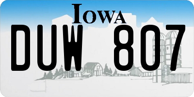 IA license plate DUW807