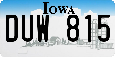 IA license plate DUW815