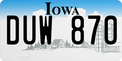 IA license plate DUW870