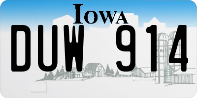 IA license plate DUW914