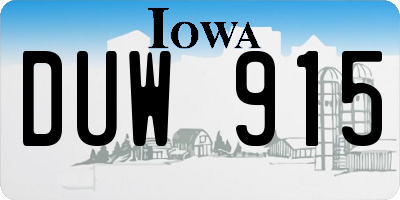 IA license plate DUW915