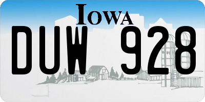 IA license plate DUW928