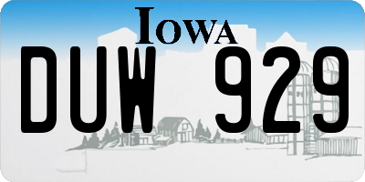 IA license plate DUW929