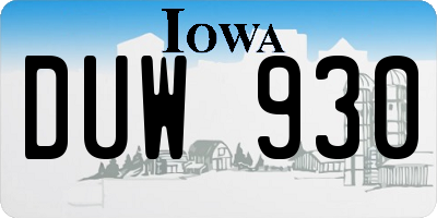 IA license plate DUW930