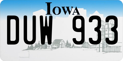 IA license plate DUW933
