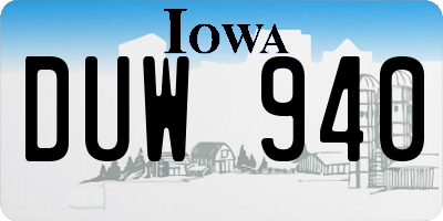 IA license plate DUW940